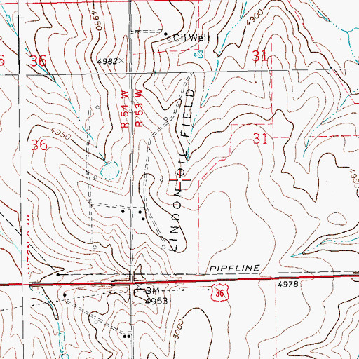 Topographic Map of Lindon Oil Field, CO