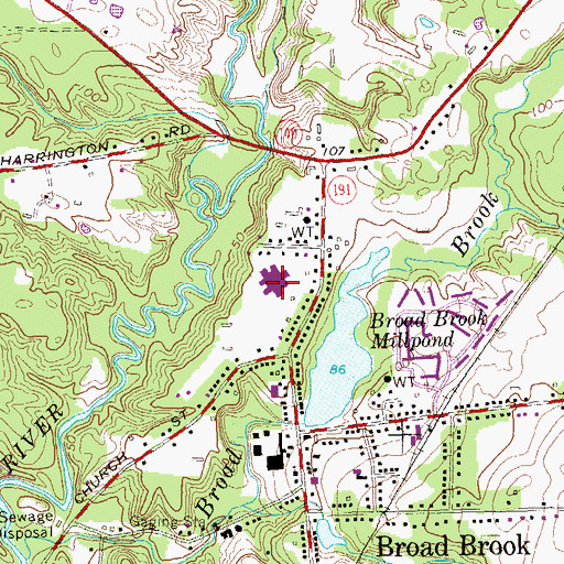Topographic Map of East Windsor Middle School, CT