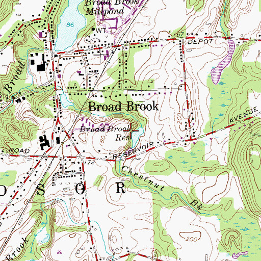 Topographic Map of East Windsor Town Park, CT
