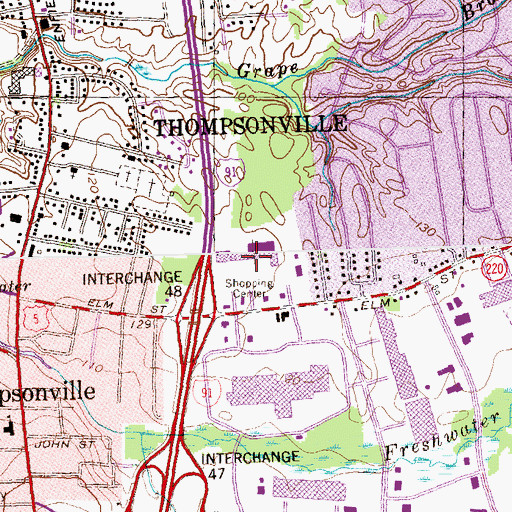 Topographic Map of Elm Plaza Shopping Center, CT
