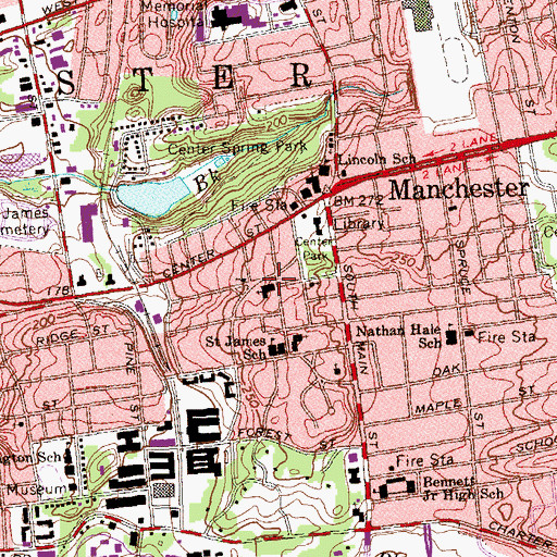 Topographic Map of Emanuel Lutheran Church, CT