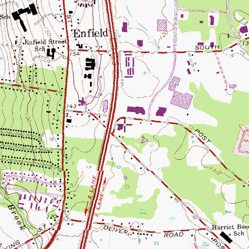 Topographic Map of Enfield American Baptist Church, CT