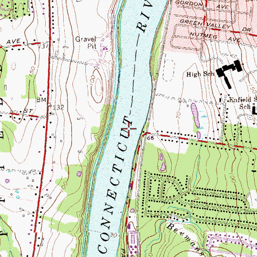 Topographic Map of Enfield Bridge (historical), CT
