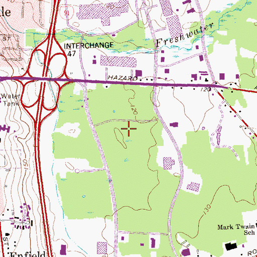 Topographic Map of Enfield Memorial Industrial Park, CT
