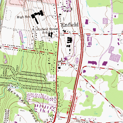 Topographic Map of Enfield Montessori School, CT