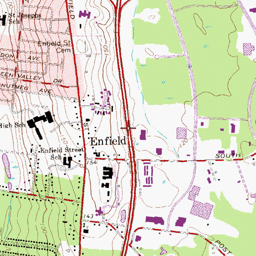 Topographic Map of Enfield Town Meetinghouse, CT