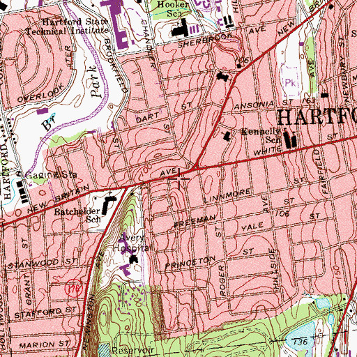 Topographic Map of Hartford Fire Department Company 9, CT