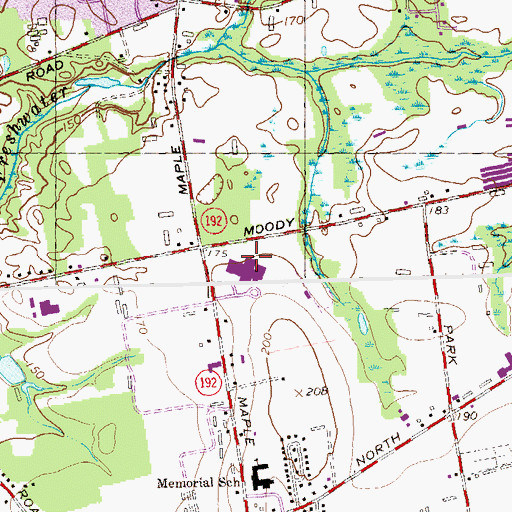 Topographic Map of Enrico Fermi High School, CT