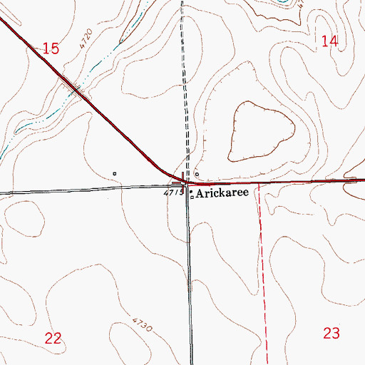 Topographic Map of Arickaree, CO