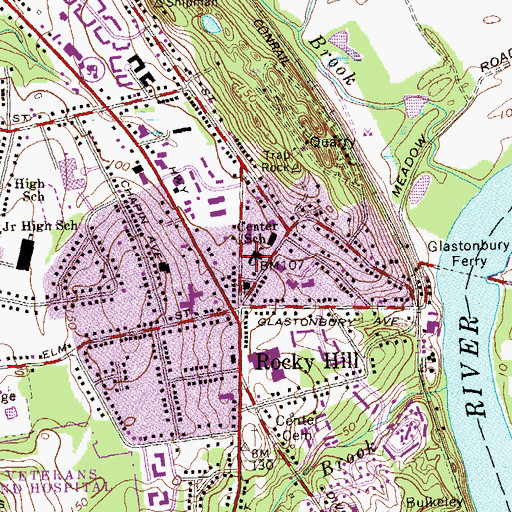 Topographic Map of Ethel Minor Cooke Historical Library, CT