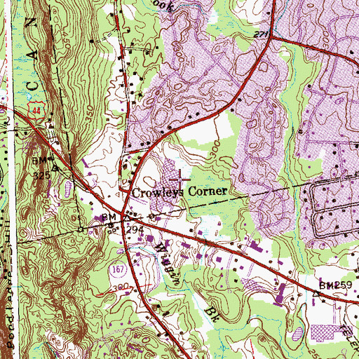 Topographic Map of Farmington Valley Mall Shopping Center, CT