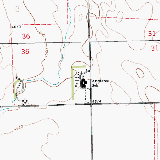 Topographic Map of Arickaree Undivided High School, CO