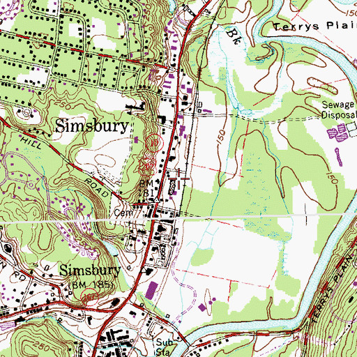 Topographic Map of Fiddlers Green Shopping Center, CT