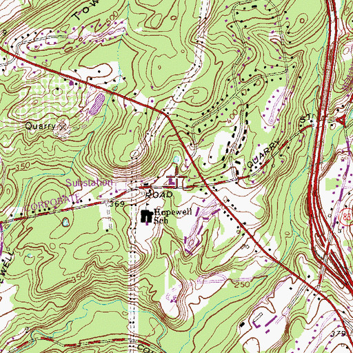 Topographic Map of Glastonbury Volunteer Fire Department Company 3, CT
