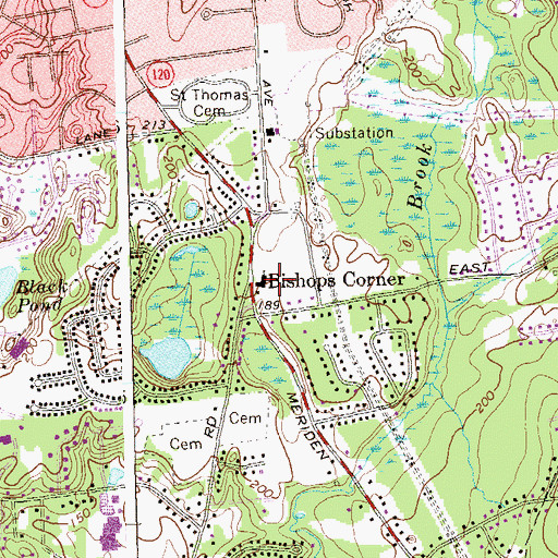 Topographic Map of First Baptist Church, CT