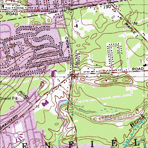 Topographic Map of First Baptist Church of Enfield, CT