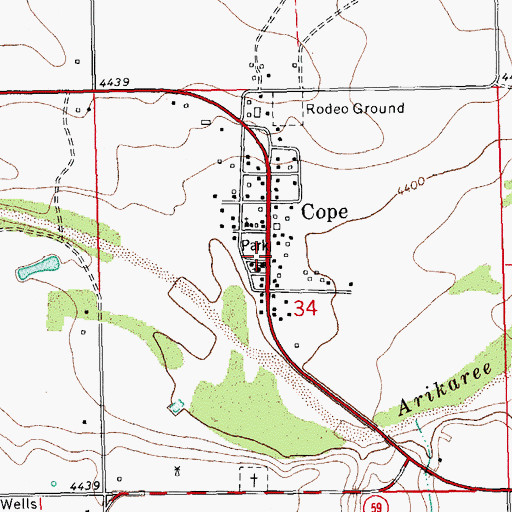 Topographic Map of Cope, CO