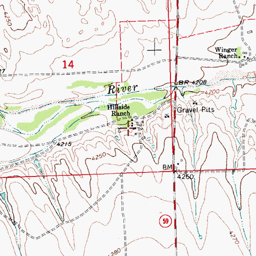 Topographic Map of Hillside Ranch, CO