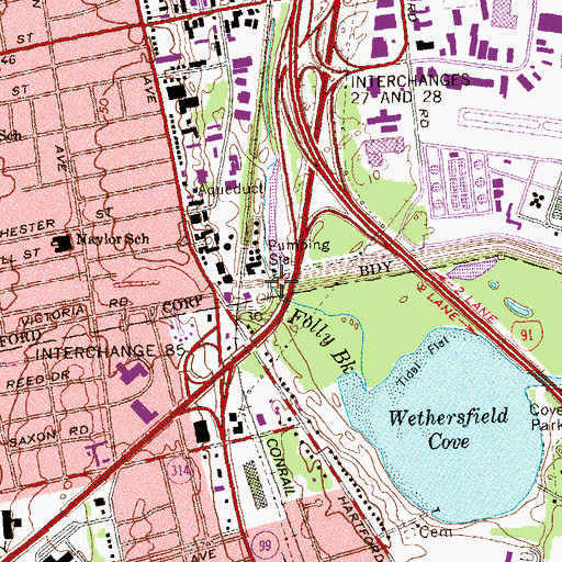 Topographic Map of Folly Bridge, CT