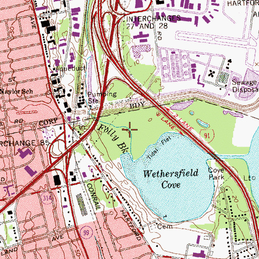 Topographic Map of Folly Brook Natural Area, CT