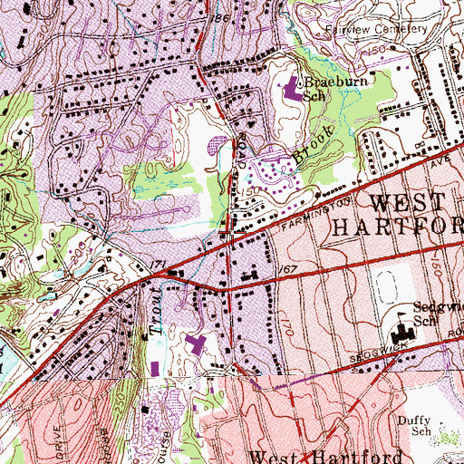 Topographic Map of Foote Corners, CT