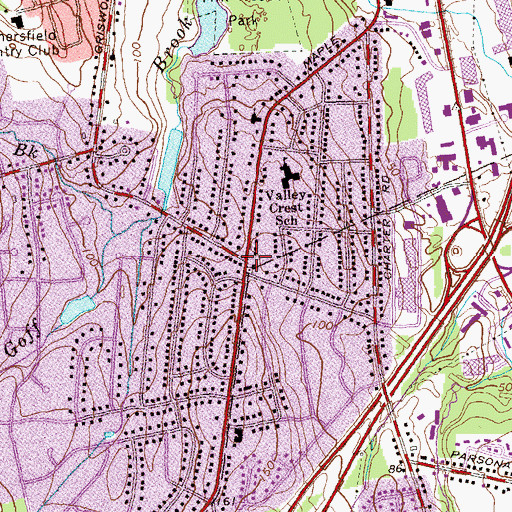 Topographic Map of Four Corners, CT