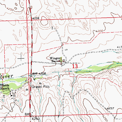 Topographic Map of Winger Ranch, CO