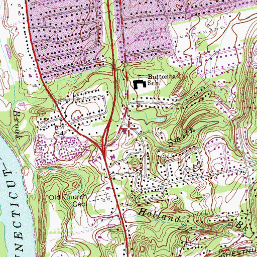 Topographic Map of Glastonbury Community Church, CT