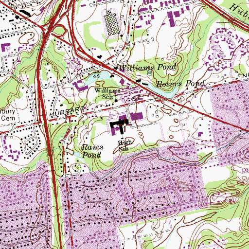 Topographic Map of Glastonbury High School, CT
