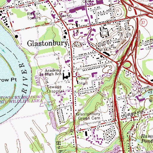 Topographic Map of Glastonbury Historic District, CT