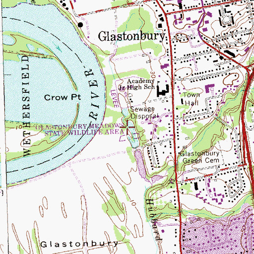 Topographic Map of Glastonbury Meadows, CT