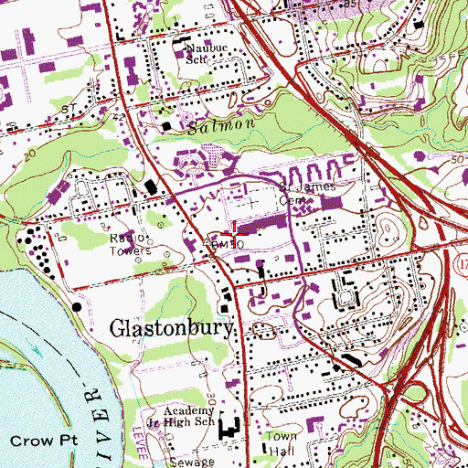 Topographic Map of Glen Lochen Mall Shopping Center, CT