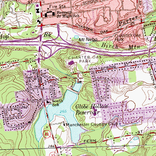 Topographic Map of Globe Hollow Field, CT
