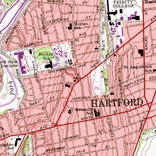 Topographic Map of Goodwin Branch Hartford Public Library, CT