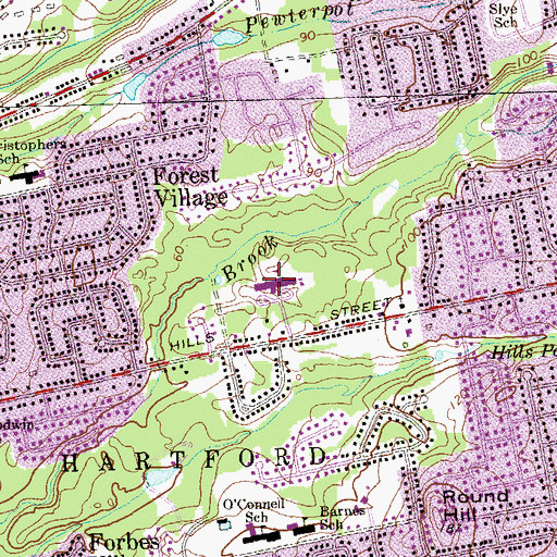 Topographic Map of Governor William Pitkin School, CT