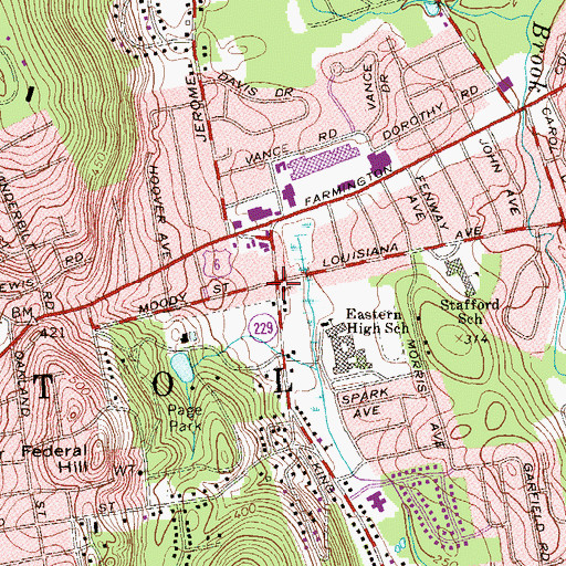 Topographic Map of Grace Baptist Church, CT