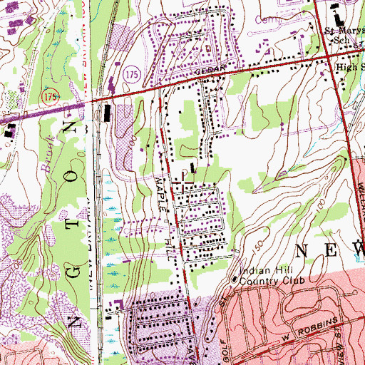 Topographic Map of Grace Episcopal Church, CT