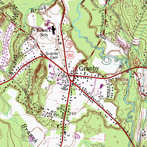 Topographic Map of Granby Center Historic District, CT