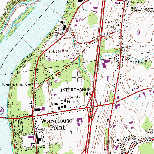 Topographic Map of Hartfield Industrial Park, CT