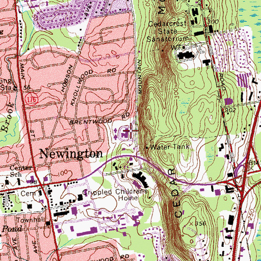 Topographic Map of Hartford Regional Center for the Mentally Retarded, CT