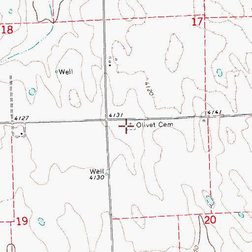 Topographic Map of Olivet Cemetery, CO
