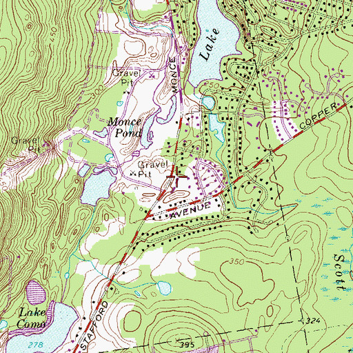 Topographic Map of Harts Corner Historic District, CT