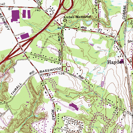 Topographic Map of Windsor Volunteer Fire Department Hayden Station, CT
