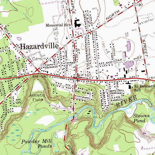 Topographic Map of Hazardville Historic District, CT