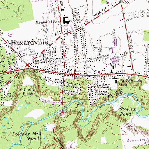 Topographic Map of Hazardville United Methodist Church, CT