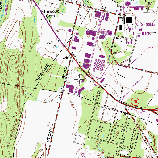 Topographic Map of Hazelwood Industrial Park, CT