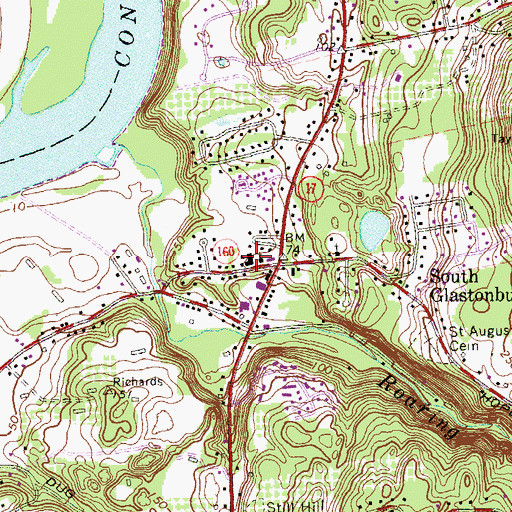 Topographic Map of High Street School, CT