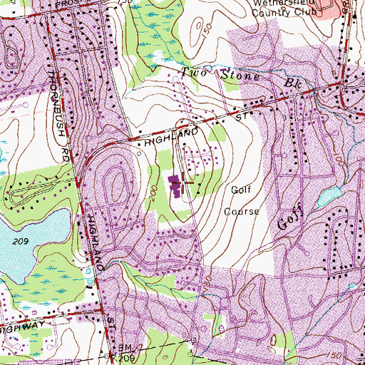 Topographic Map of Highcrest Elementary School, CT