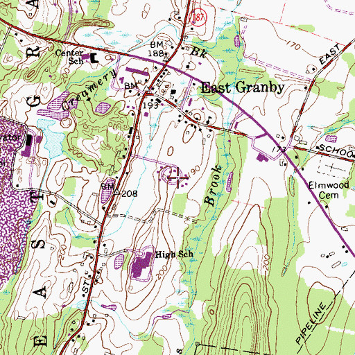 Topographic Map of Higley Village, CT