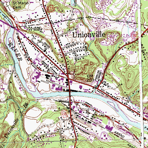 Topographic Map of Hillside Cemetery, CT